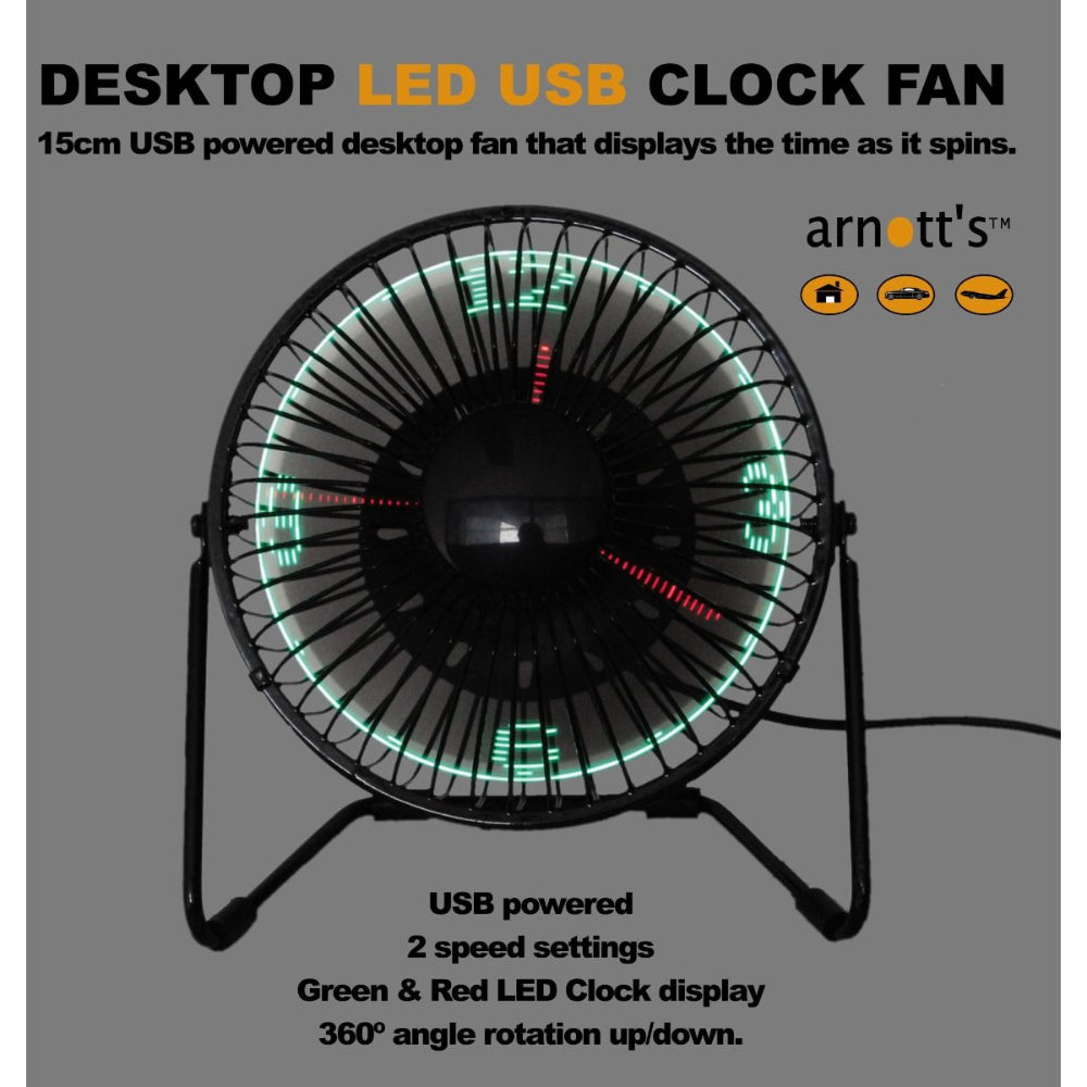 Desktop LED USB Clock Fan